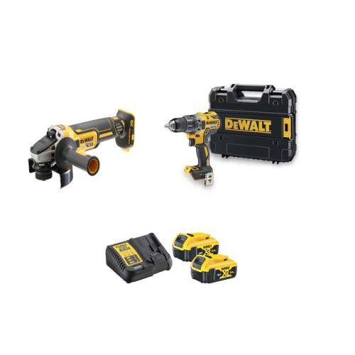 Pack 2 outils 18V XR (DCD791 + DCG405) + 2 batteries 5Ah + chargeur + coffret T-STAK - DEWALT - DCK2020P2T pas cher