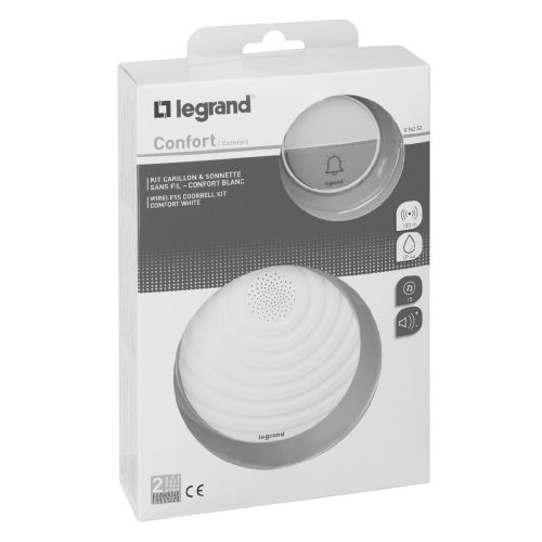 Kit carillon radio sans fils Confort &agrave; piles blanc - LEGRAND - 094252 pas cher Secondaire 1 L