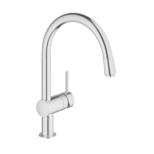 Mitigeur d'évier MINTA supersteel bec C - GROHE - 32918-DC0 pas cher