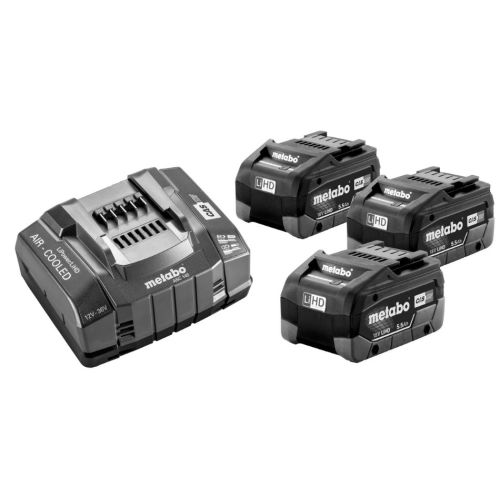 Pack de 3 batteries 18V LIHD + chargeur rapide 5,5 Ah - METABO - 1210082 pas cher