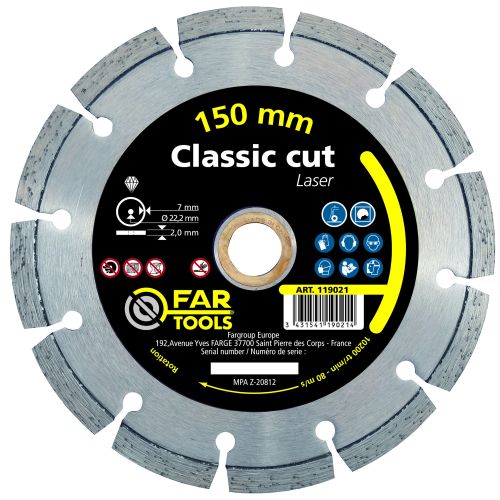 Disque diamant Classic cut Laser 150 mm x 22,2 mm FARTOOLS 119021 photo du produit Principale L