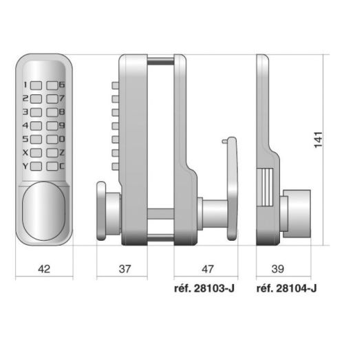 Verrou à code mécanique JOKEY 800 chrome satiné - LOKOD - 38103-J pas cher Secondaire 1 L