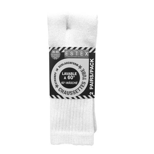 Lot de 2 paires de chaussettes Tube Eco blanc P35/45 - TALUX - 2126982.35/45 pas cher Secondaire 1 L