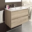 Meuble de salle de bain 80cm simple vasque 3 tiroirs sans miroir IRIS cambrian (chêne) - COSYNEO - SIRIRIS80CAMB pas cher