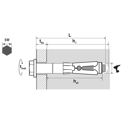 Cheville de s&eacute;curit&eacute; acier zingu&eacute; ETE option 1 M8 x 120 mm Scell-it avec vis TH en bo&icirc;te de 30 - HVE12/50 photo du produit Secondaire 1 L