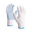 Gants tricoté en polycoton picots PVC TP169 blanc/bleu T9 - DELTA PLUS - TP16909 pas cher