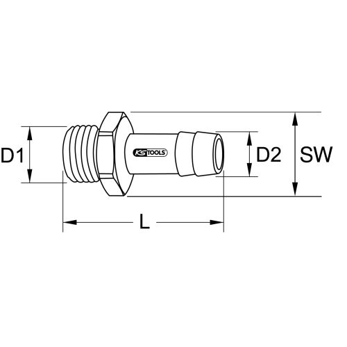Embout pour coupleur fileté mâle 3/8'' 33 mm KS TOOLS 515.4460 photo du produit Secondaire 1 L