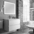 Meuble de salle de bain simple vasque 2 tiroirs BALEA et miroir Led VELDI hibernian (bois blanchi) 60cm - COSYNEO - INGBALEA60VELDIHIB pas cher