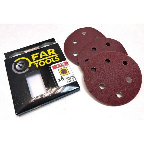 Set de 6 disques D 125 mm A80 - A120 - A180 FARTOOLS 115917 photo du produit