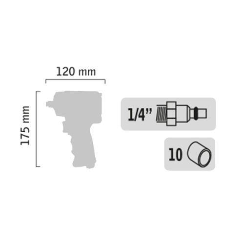 Coffret de clé à chocs pneumatique 1/2'' + douilles courtes à chocs 1/2'' - GENERAL PNEUMATIC - GP1313BC pas cher Secondaire 1 L