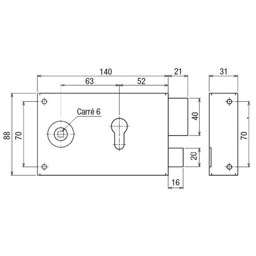 Serrure de sureté horizontale cylindre européen inox gauche - DEVISMES - S719G pas cher Secondaire 1 L