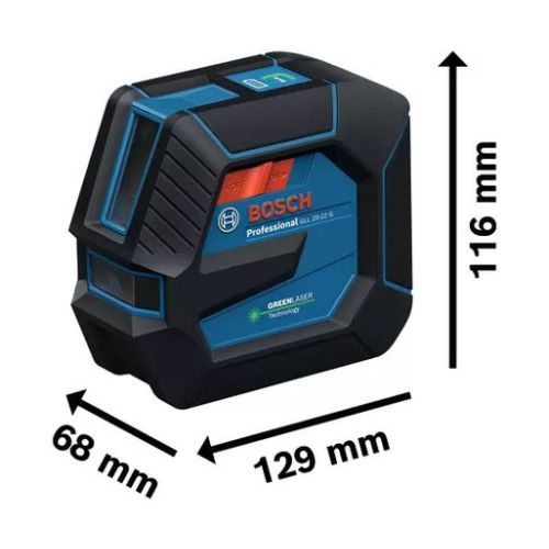 Laser lignes 3,7 V GLL 20-22 G Professional (sans batterie ni chargeur) + 4 piles 1,5 V LR6 AA + poche + platine BOSCH 0601065600 photo du produit Secondaire 1 L