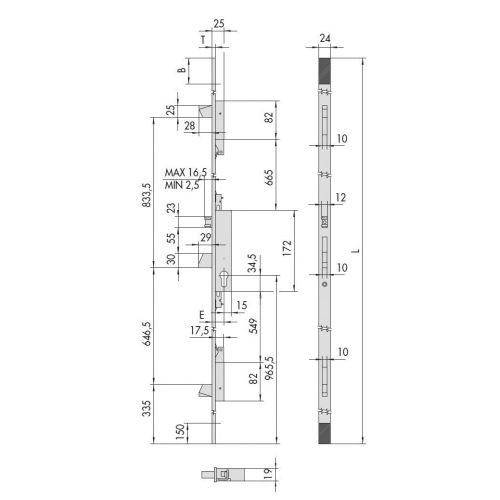 Serrure 3 points à larder pênes basculants axe 30mm - CISA - CIS4642530 pas cher Secondaire 3 L