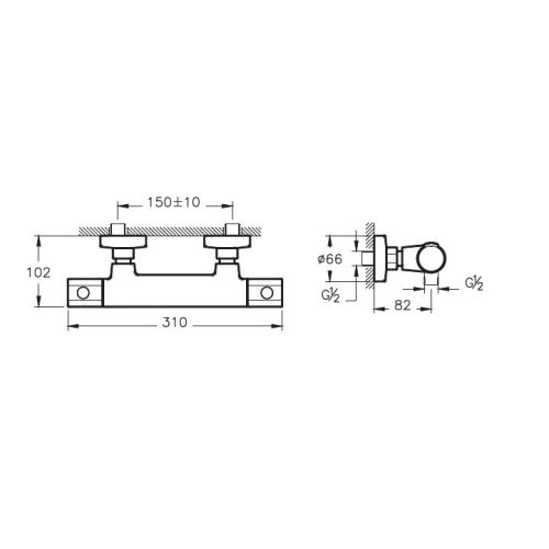 Mitigeur thermostatique de douche AQUAHEAT RS4 VITRA A47183EKM photo du produit Secondaire 1 L