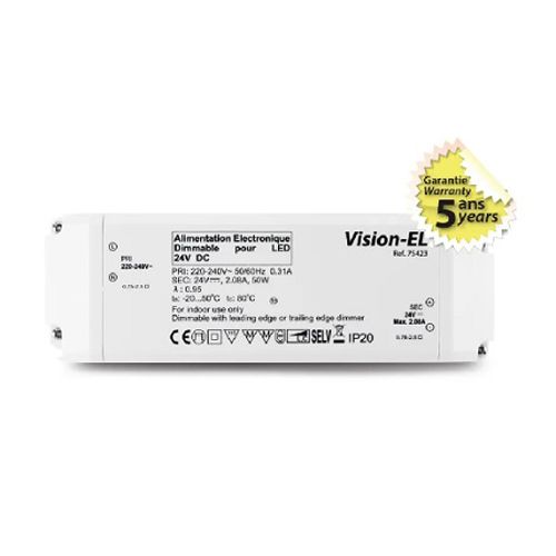 Alimentation pour LED 50W dimmable coupure de phase 24V DC MIIDEX LIGHTING 75423 photo du produit Principale L