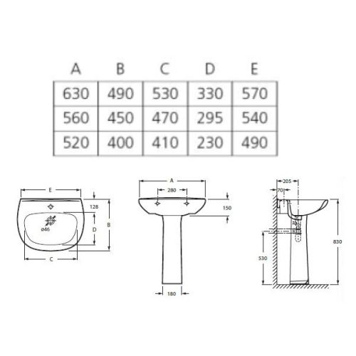 Lavabo POLO ZOOM 52x40cm blanc - ROCA - WM810014Z0010F2 pas cher Secondaire 1 L