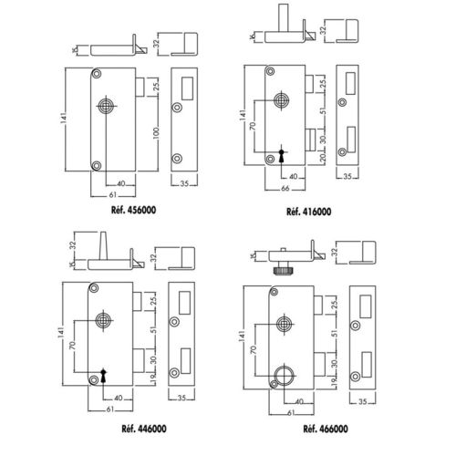 Serrure monopoint en applique à fouillot extra-plat 4G à 2 clés de cylindre 40 mm gauche JPM 416000-01-2Y photo du produit Secondaire 8 L