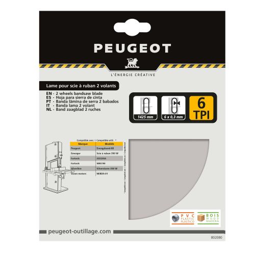Lame de scie à ruban 1425 x 6 mm 6TPI PEUGEOT OUTILLAGE 802080 photo du produit Secondaire 1 L