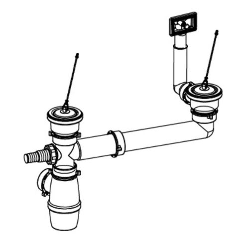 Bonde avec tubulure pour évier 2 cuves D70 avec prise mâle - FRANKE - 265915 pas cher Secondaire 1 L