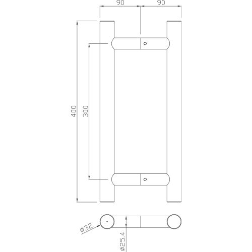 Ensemble de poignées tubulaires à tirage série 5210 32x300mm inox - HERACLES - B-INOX-PT003 pas cher Secondaire 1 L