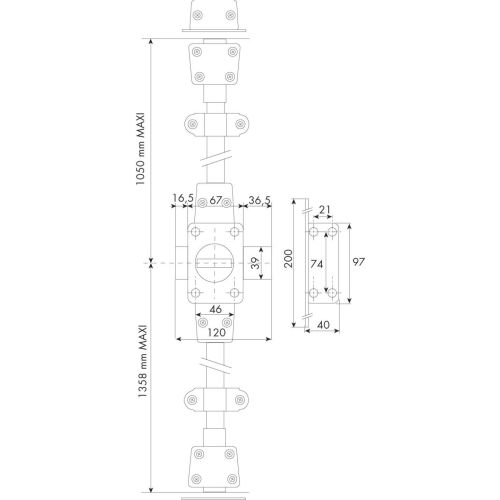 Verrou 3 points 1510 Zenith à bouton cylindre de 45mm droit - ISEO - 15100451HB3.5 pas cher Secondaire 1 L