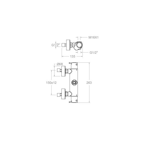 Mitigeur de douche thermostatique pour colonne ALEXIA 361202SOC or brossé - RAMON SOLER - 36D303747 pas cher Secondaire 1 L