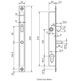 Serrure 1 point coffre 28/25 crochet - METALUX - F128250000 pas cher Principale M