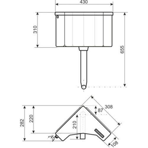 Réservoir d’angle semi-bas à commande interrompable - REGIPLAST - 400 pas cher Secondaire 1 L