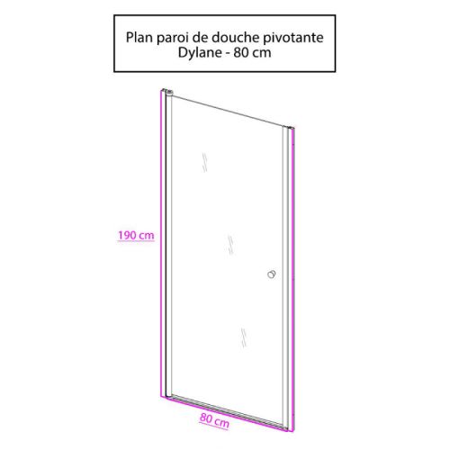 Paroi de douche DYLANE 80cm porte pivotante sans cadre - CUISIBANE - PC-PPTR6SC-80 pas cher