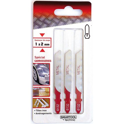 3 lames scie sauteuse type T pour métal carossier 1 à 2 mm SMARTOOL TECHNIC 961322 photo du produit Principale L