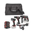 Pack 4 outils 18 V KT40C5 (DD18-60 + HX18-22 + GX18-8 + LI18-400) + 2 batteries 5 Ah + 1 batterie 2 Ah + chargeur rapide + sac de transport  HANGER 408201 photo du produit