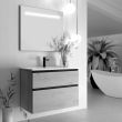 Meuble de salle de bain simple vasque 2 tiroirs CREMA et miroir Led STAM 80cm - COSYNEO - SANCREMA80STAM pas cher