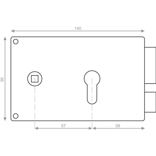 Coffre monopoint Heracles en applique pour cylindre européen horizontal fouillot droite doré photo du produit