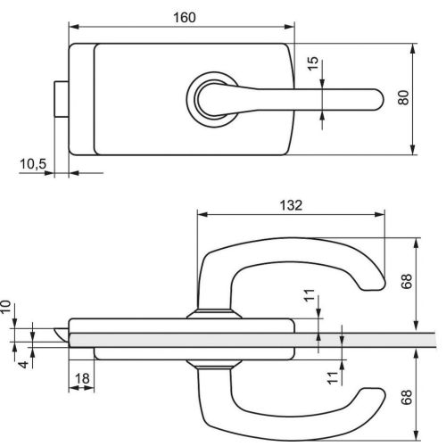 Serrure de milieu LAGUNE 4361 bec de cane et béquilles avec déport chromé mat – STREMLER ASSA ABLOY - 4361.31.0 pas cher Secondaire 1 L