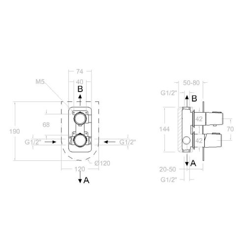 Mitigeur bain-douche à encastrer 2 voies TZAR 341502S - RAMON SOLER - 34C302454 pas cher Secondaire 1 L