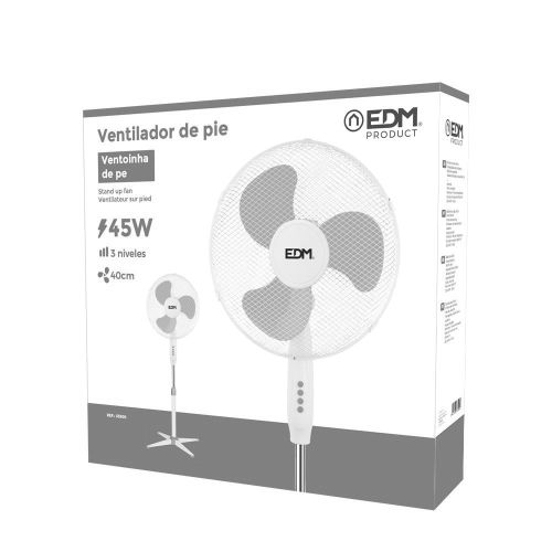 Ventilateur sur pied 45W blanc D.40cm hauteur réglable 105-125cm - EDM - 33500 pas cher Secondaire 5 L