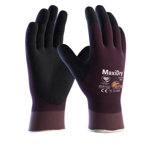 Gants de protection tricot&eacute;s MAXIDRY&reg; OIL&trade; rouge pourpre/noir T7 - ATG - AT056427-ZZ07AIN pas cher