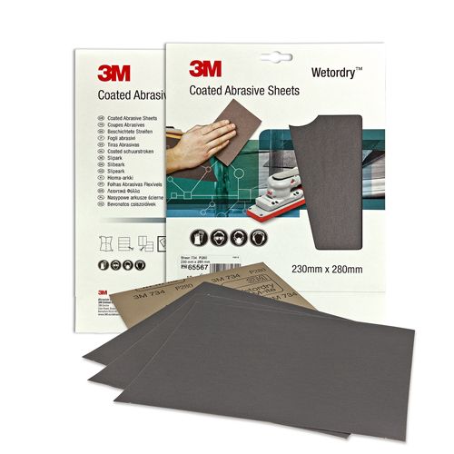 Feuilles abrasives WETORDY 734 imperméables 230 x 280 mm Grain 800 boîte de 10 3M LS65572 photo du produit Secondaire 1 L