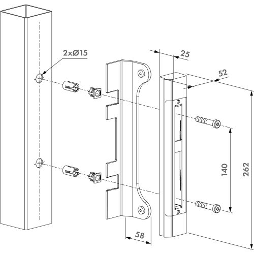 Gâche en applique en acier inoxydable pour serrures à encastrer - LOCINOX - P00009545 pas cher Secondaire 1 L