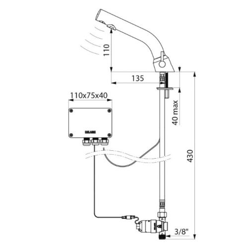 Mitigeur de lavabo automatique BINOPTIC MIX à pile 6 V  DELABIE 478MCH photo du produit Secondaire 1 L