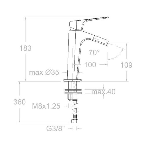 Mitigeur de lavabo URBAN CHIC chromé 213101 - RAMON SOLER - 21A302399 pas cher Secondaire 1 L