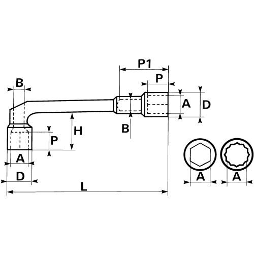 Clé à pipe débouchées satinée 6/6 pans 5,5 mm SAM OUTILLAGE 94-5,5 photo du produit Secondaire 1 L