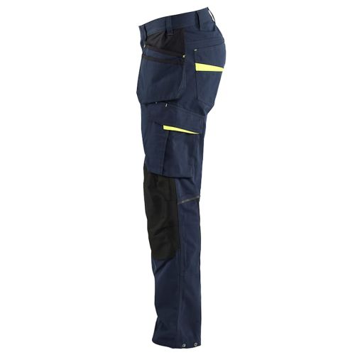 Pantalon maintenance+stretch poches flottantes bleu marine foncé/jaune fluo T48L - BLÅKLÄDER - 149613308633C154 pas cher Secondaire 3 L
