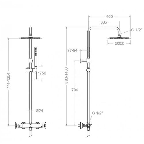 Colonne de douche thermostatique ADAGIO 915401RM250OC tube télescopique or brossé - RAMON SOLER - 91D306319 pas cher Secondaire 1 L