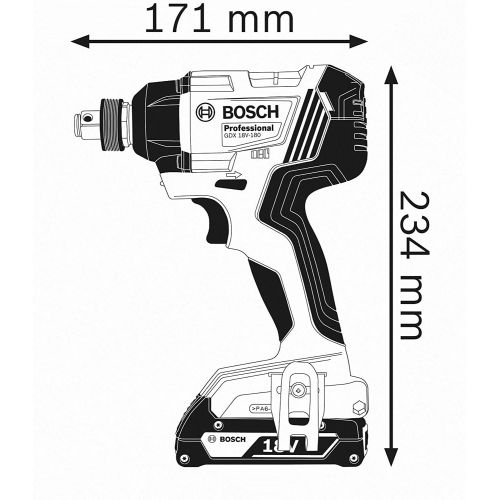 Visseuse à chocs/boulonneuse sans fil Bosch GDX 18V-180 Professional (sans batterie ni chargeur) photo du produit Secondaire 1 L