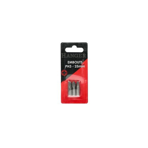 Carte de 3 embouts cruciformes PH3 L 25mm - HANGER - 133013 pas cher Secondaire 2 L