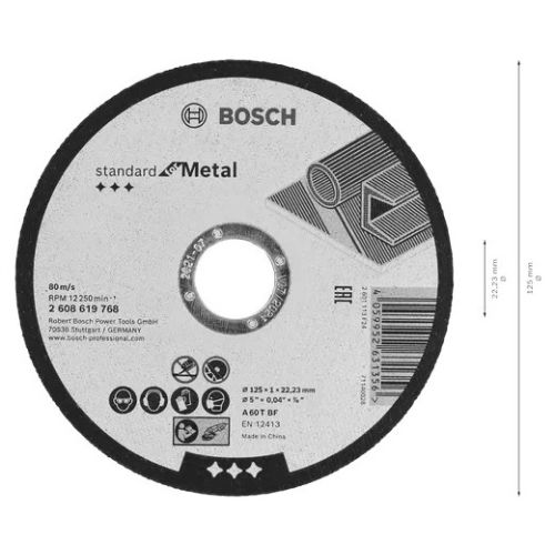 Disque à tronçonner standard pour métaux spécial coupe droite 125x1mm - BOSCH - 2608619768 pas cher Secondaire 1 L