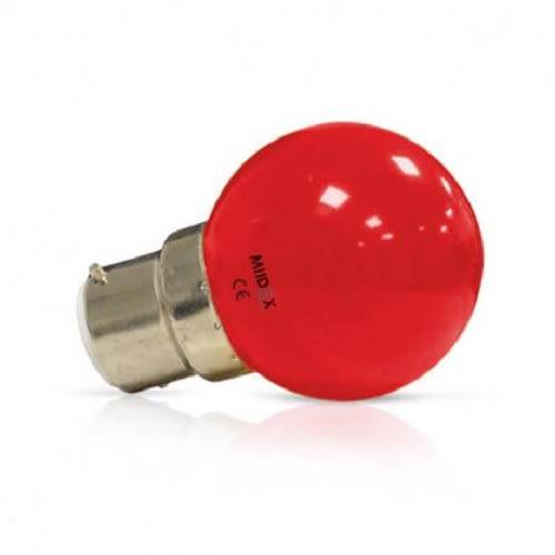 Ampoule LED B22 1 W bulbe dépoli rouge MIIDEX LIGHTING 7642 photo du produit