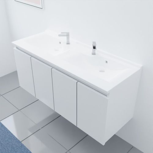 Ensemble meuble PROLINE 120cm blanc et plan double vasque - CUISIBANE - M0PR_120BB pas cher Secondaire 1 L