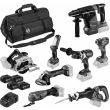 Pack 8 outils 18 V + 4 batteries 5 Ah + chargeur + sac &agrave; outils BOSCH 0615A5004A pas cher